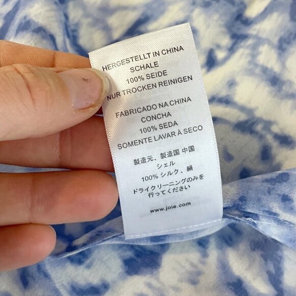 JOIE Womens Cayden Silk V-Neck Ruffle Blouse Blue XS Pleated Button G69B-21163 - Picture 6 of 7